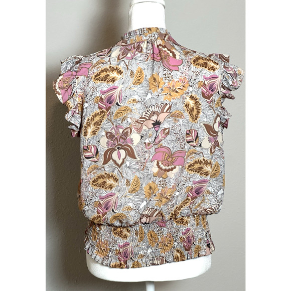 Rachel Zoe Floral Top Sleeveless Floral Size (M) Elastic Waist Band - Picture 8 of 16